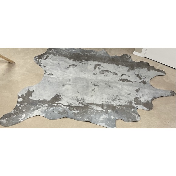 IKEA Large Cowhide Smooth Gray And Brown Suede Leather Rug 83 X 78 - Picture 3 of 5
